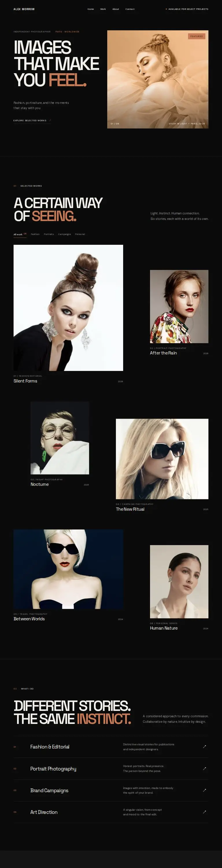 Studio full photographer portfolio dark