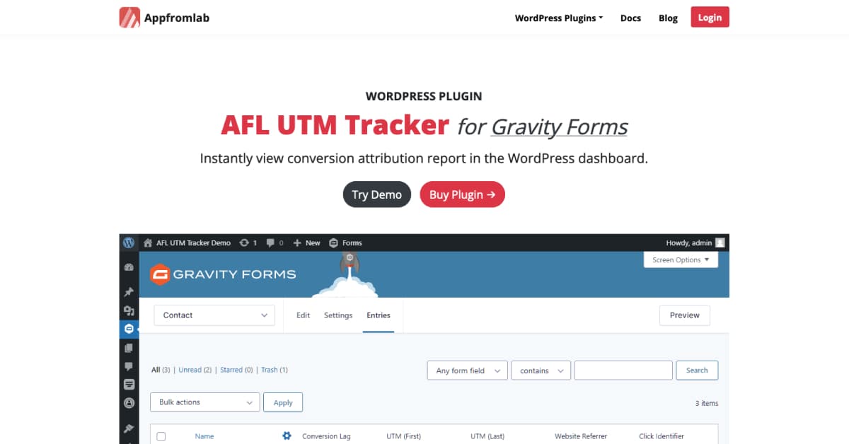 AFL UTM Tracker screenshot