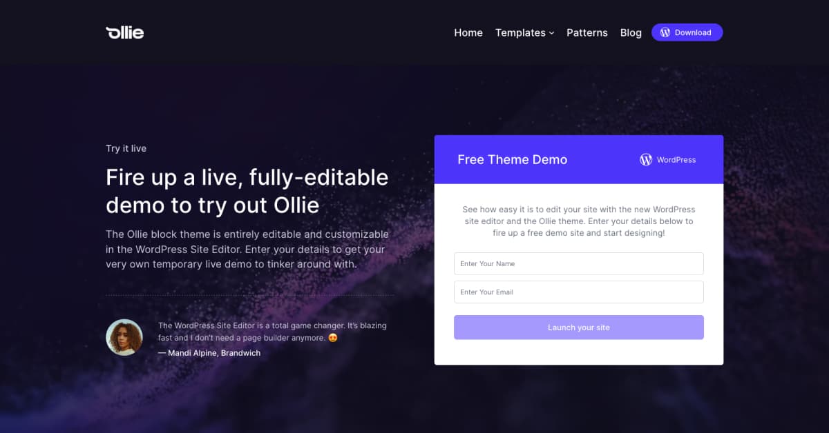 Ollie Theme screenshot