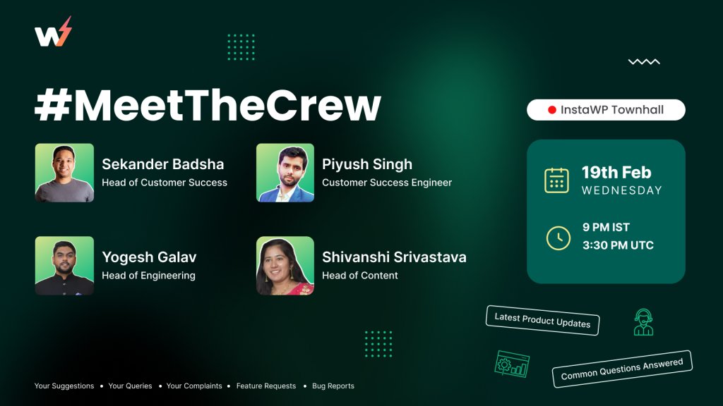 InstaWP Townhall [Meet The Crew]