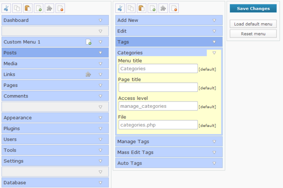 Homepage screenshot of Admin Menu Editor by Janis Elsts - Best WordPress Editor Plugin