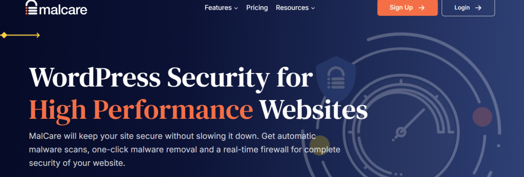 Screenshot of MalCare, the best WordPress blog plugin for one-click malware removal and security monitoring.