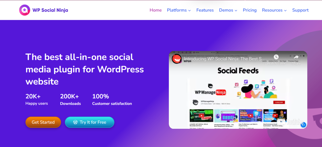 Screenshot of WP Social Ninja, the best WordPress blog plugin for managing social feeds and reviews.