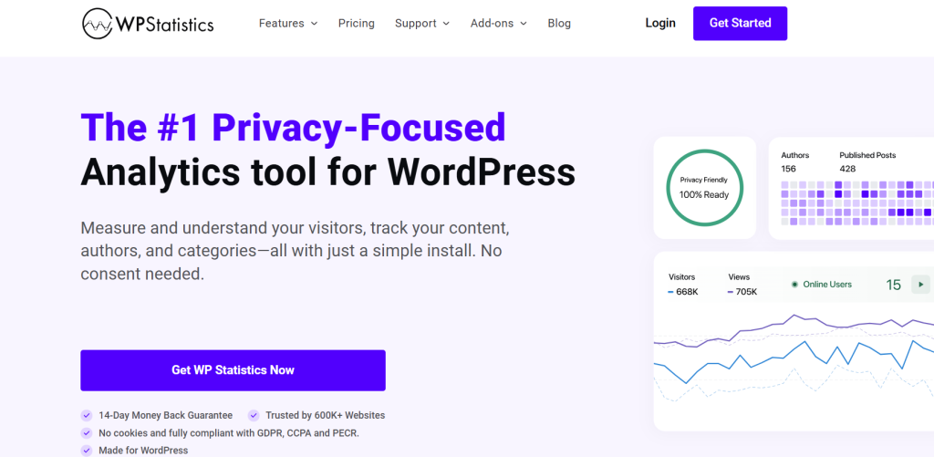 "Screenshot of WP Statistics, the best WordPress blog plugin for monitoring site traffic and analytics."