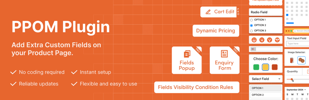 Screenshot of PPOM, a custom WordPress plugin supporting WordPress customization by adding custom fields to WooCommerce products.