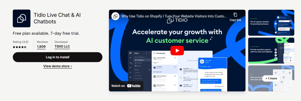 Tidio chat integration showing multichannel support via a WordPress Shopify plugin for Shopify and WordPress integration