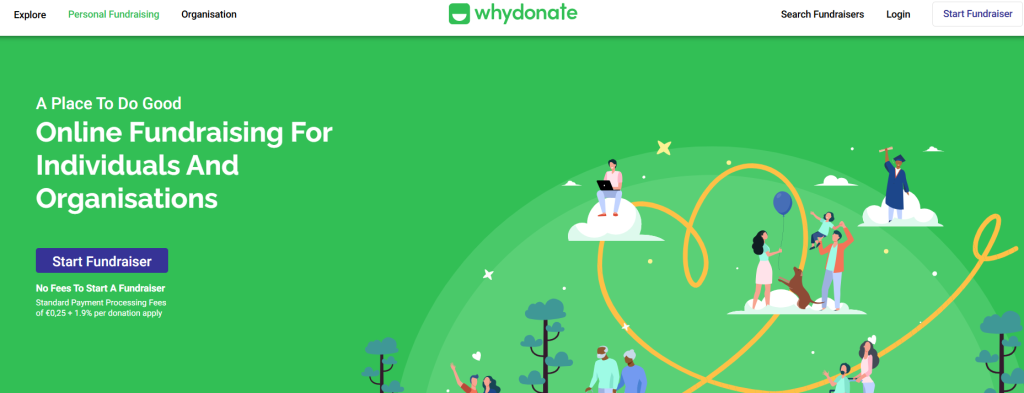 Screenshot of the WhyDonate WordPress Crowdfunding plugin homepage