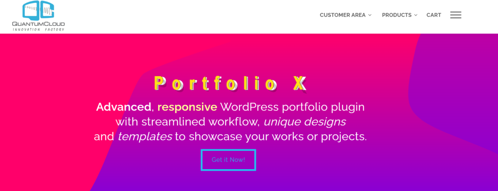 Homepage screenshot of the best portfolio WordPress plugin - Portfolio X.
