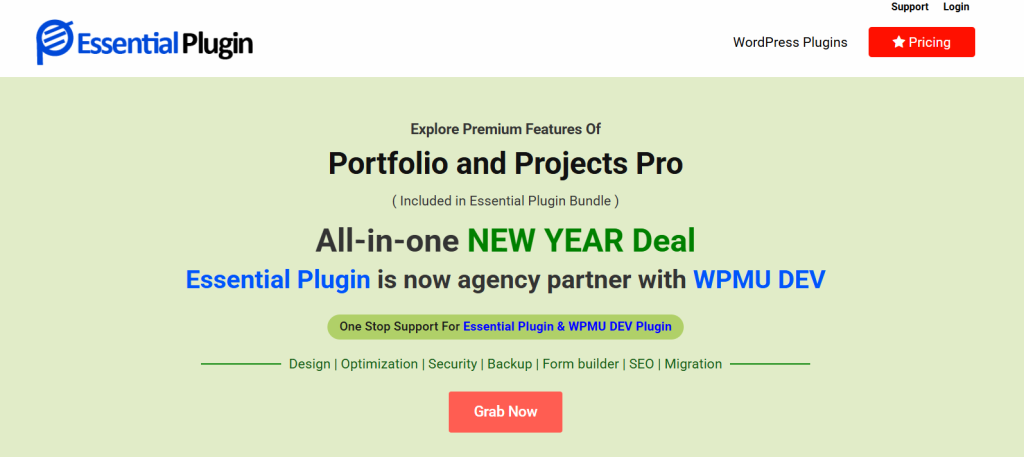 Homepage screenshot of the best portfolio WordPress plugin - Portfolio and Projects.