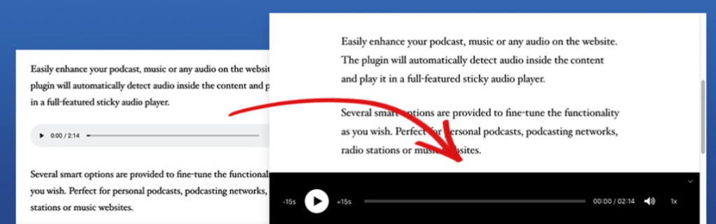 Homepage screenshot of Meks Audio Player - Best Podcast WordPress Plugin