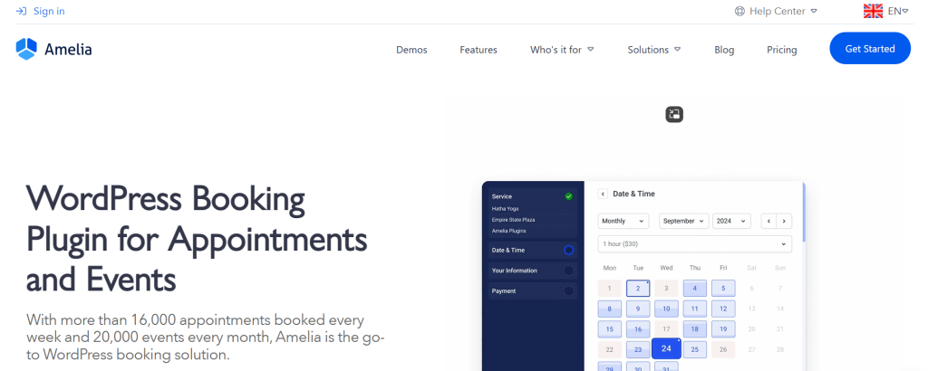Amelia- best WordPress booking plugin 