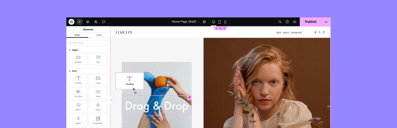 Homepage screenshot of Elementor Website Builder - Best WordPress Editor Plugin