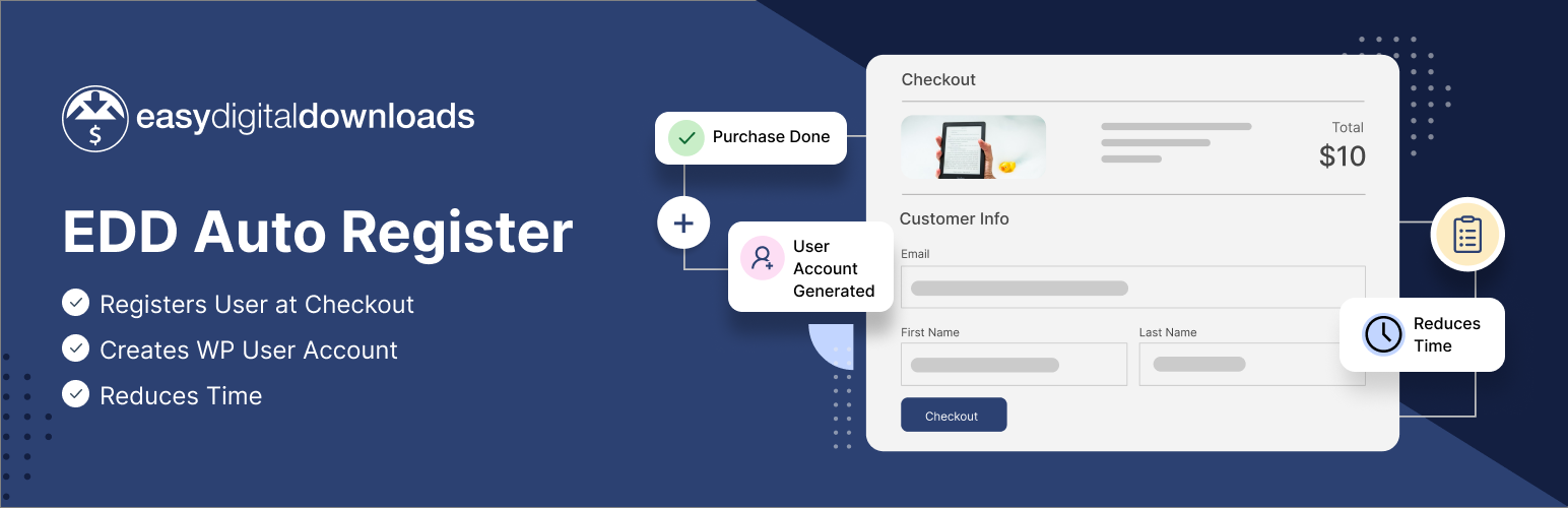 EDD Auto Register: Screenshot showcasing the automatic user registration process during checkout, highlighting one of the best Easy Digital Downloads extensions for streamlined user experience.