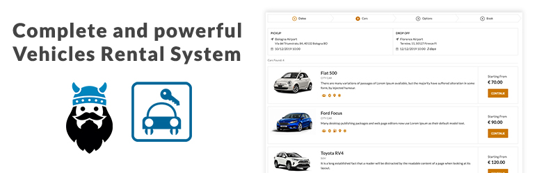 Screenshot of VikRentCar, the best WordPress rental plugin for car rental businesses.
