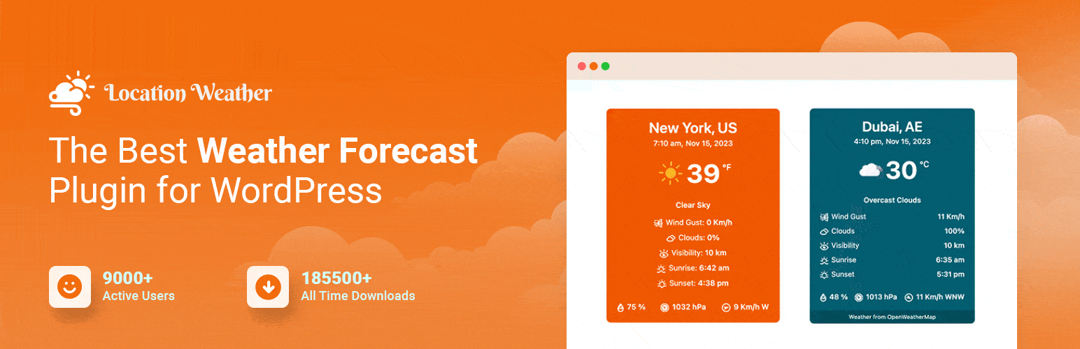 Location Weather – Customizable WordPress weather plugin for displaying local conditions.