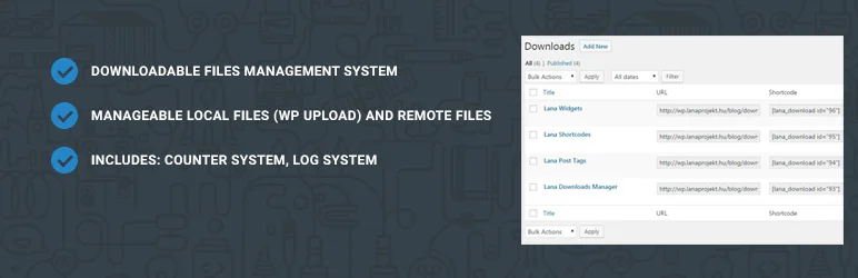 Homepage screenshot of the WordPress download manager plugin – Lana Downloads Manager