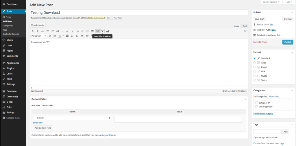 "Homepage screenshot of the WordPress download manager plugin – WP-DownloadManager."