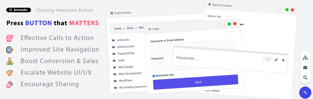 Floating Awesome Button – A dynamic WordPress call to action plugin with floating buttons