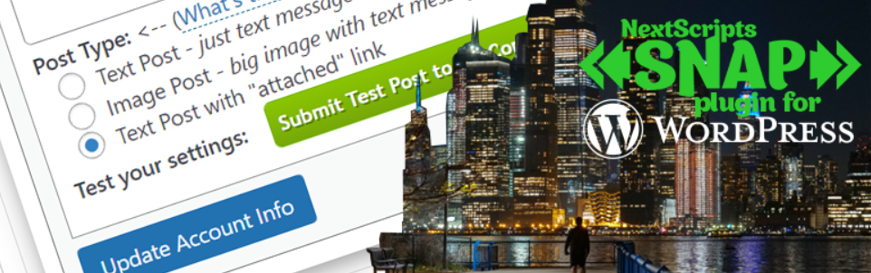 Screenshot of NextScripts, a feature-rich social media auto posting WordPress plugin for multi-platform sharing