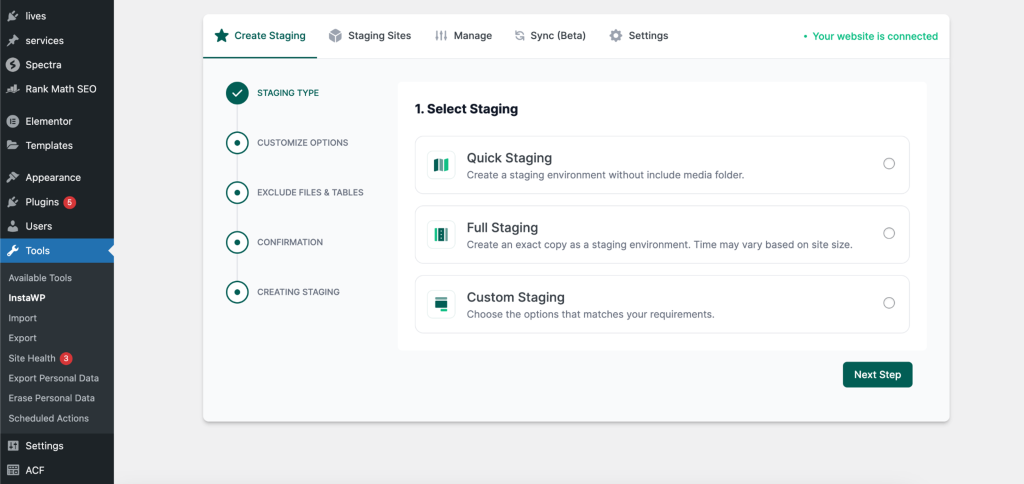 Create staging with InstaWP Create staging with InstaWP