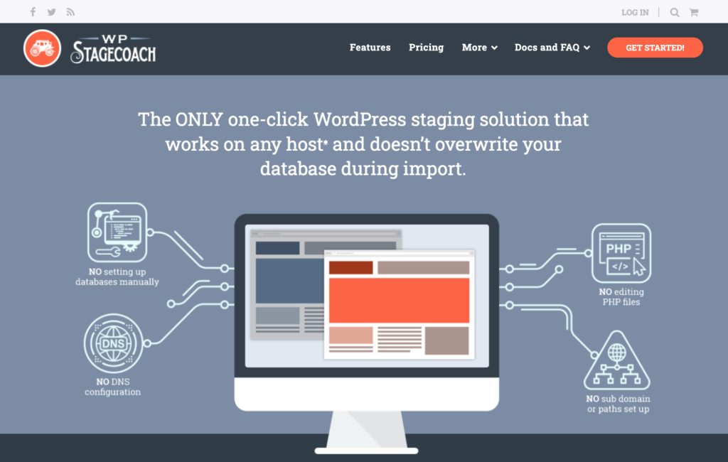 WP Stagecoach homepage for the WP Staging vs. Stagecoach comparison