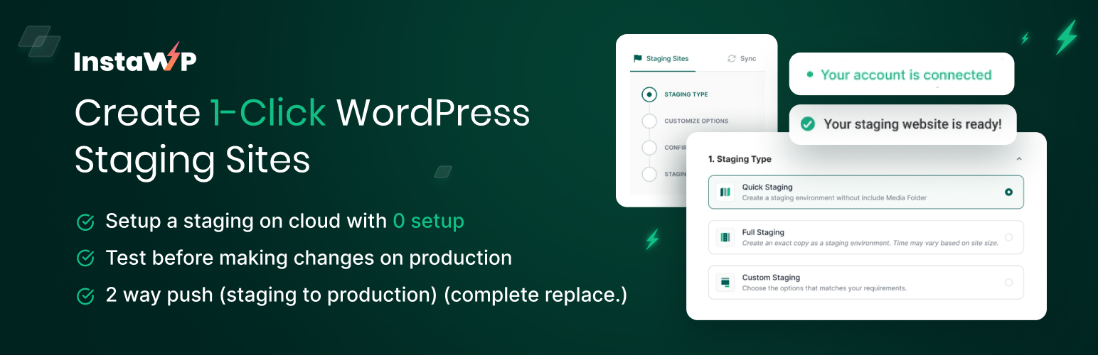 InstaWP Connect WordPress staging plugin page on the WordPress plugin directory