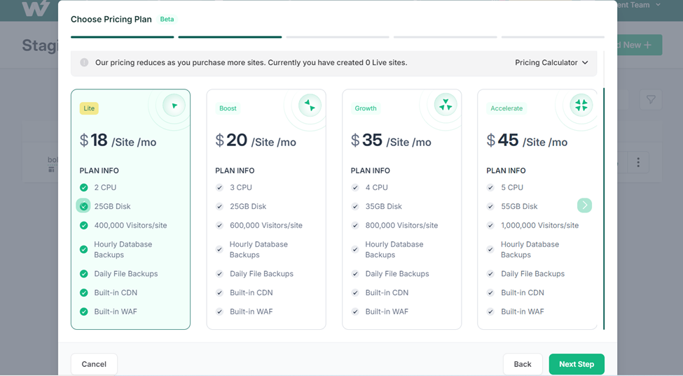  InstaWP Live hosting plans prices