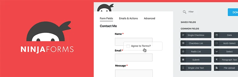 Homepage screenshot of the best WordPress order form plugin – Ninja Forms