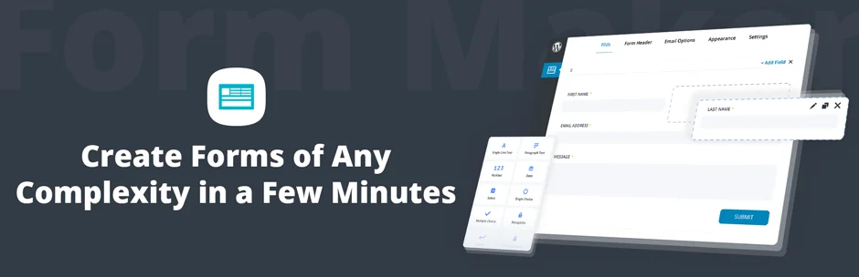 Homepage screenshot of the best WordPress order form plugin – Form Maker by 10Web."
Jotform Online F