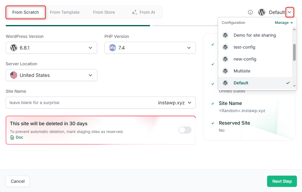 configure wordpress and select plugins from scratch
