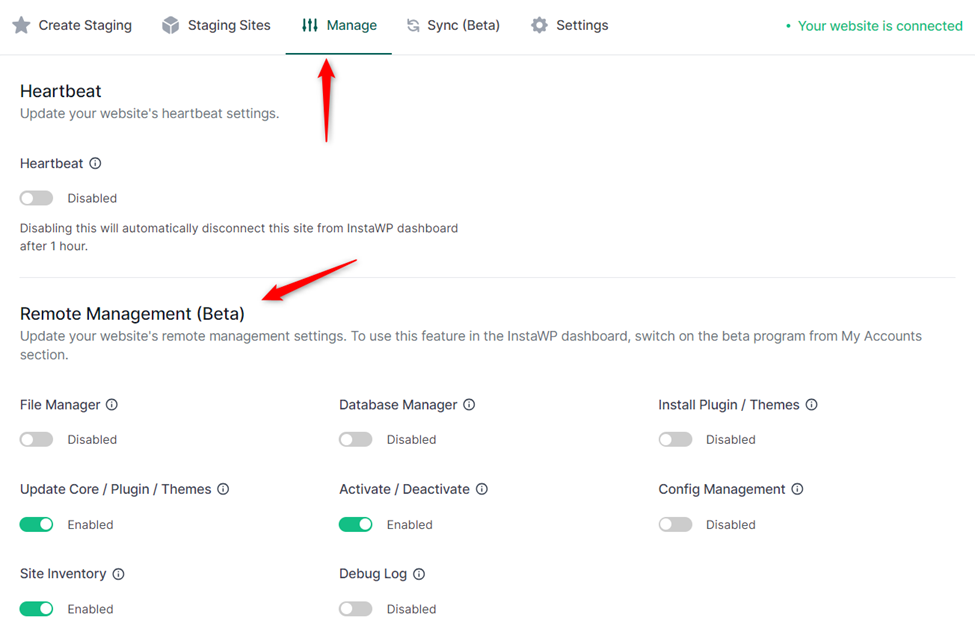Enabling remote management options