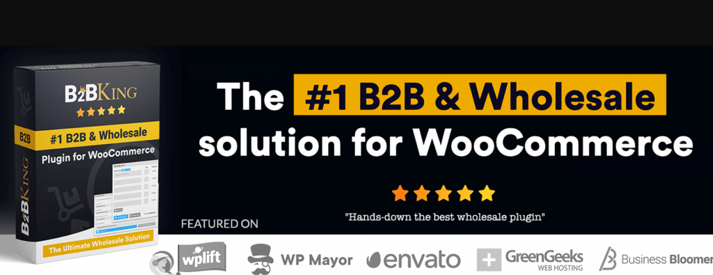 Homepage screenshot of the best WordPress order form plugin – B2BKing