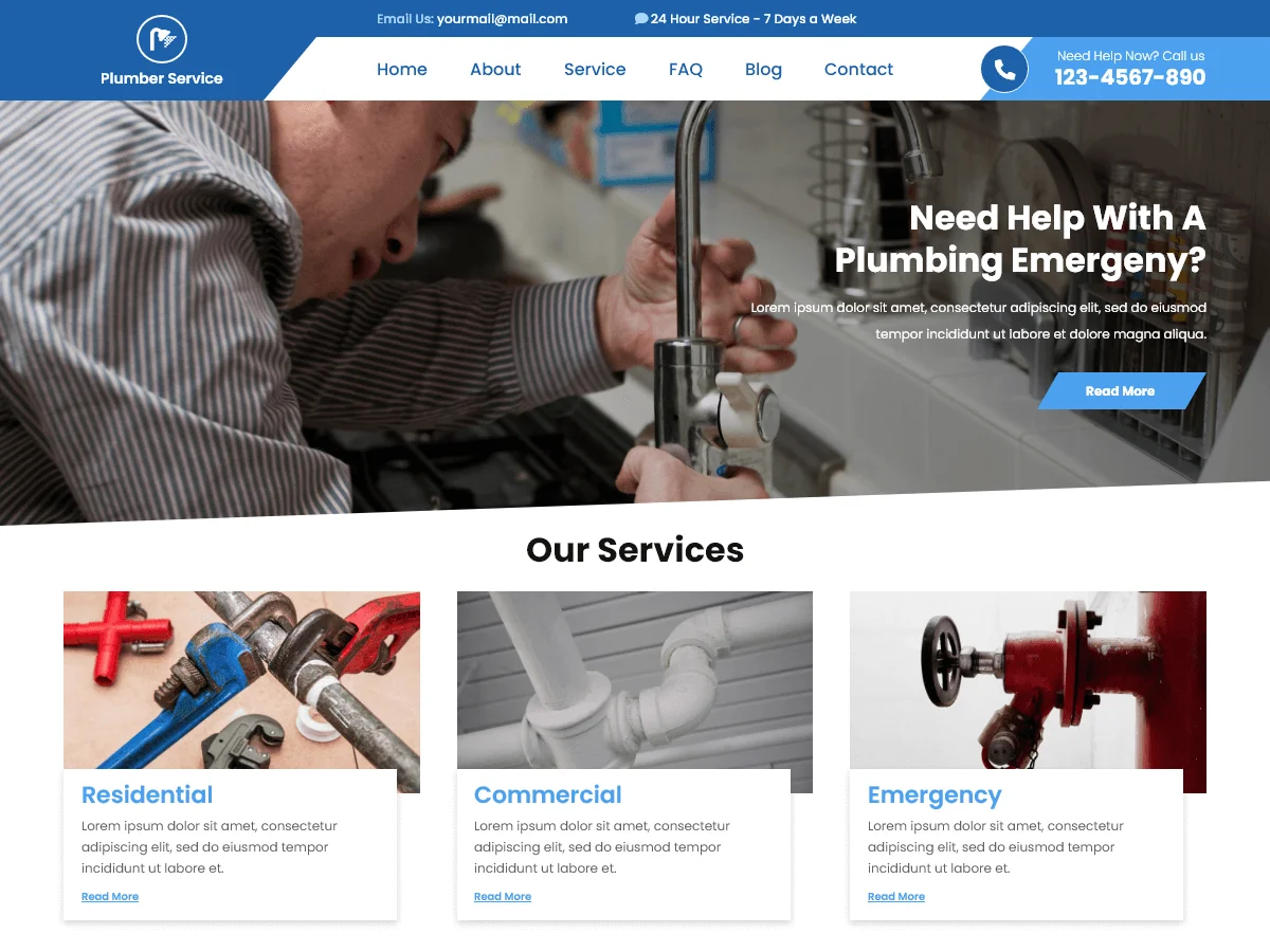 "Plumber Services - Free WordPress Theme for Handyman & Repair Businesses"