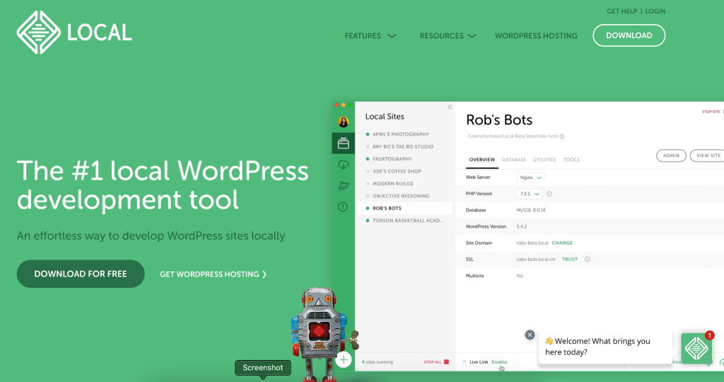 screenshot of Local WP main page