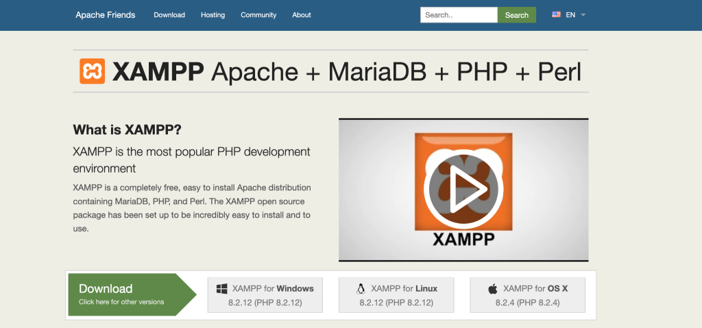 screenshot of XAMPP main page
