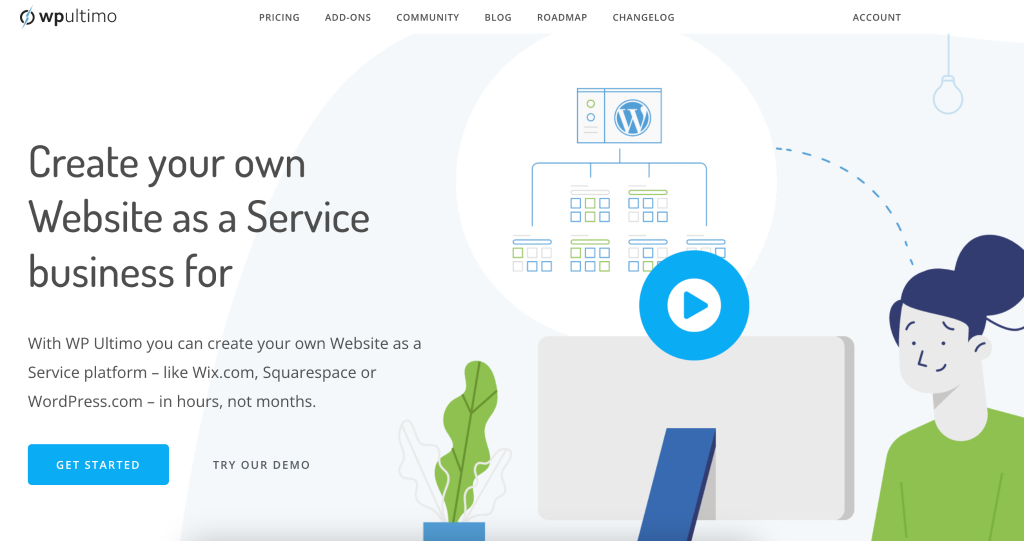 screenshot of front page of WP Ultimo