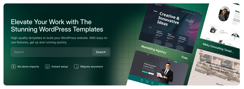 screenshot of InstaWP templates landing page