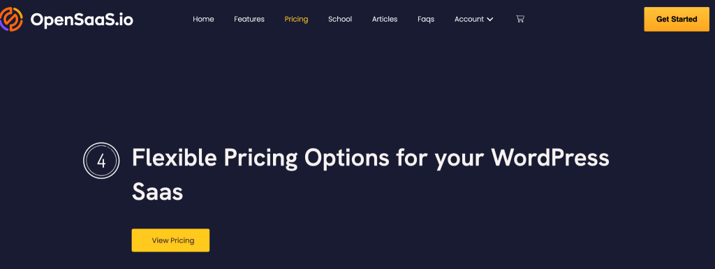 screenshot of landing page of opensaas.io