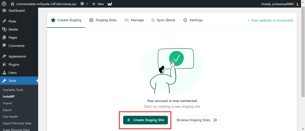 Connect with InstaWP account
