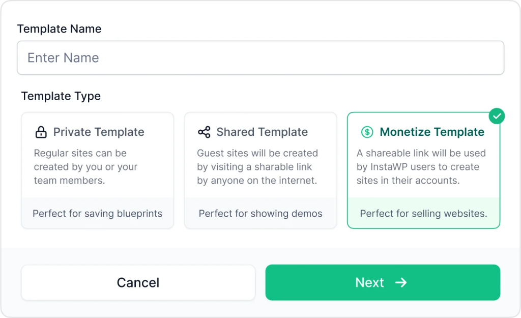 Create a Shared Template and enable monetization