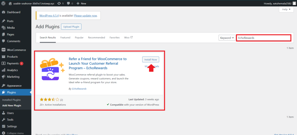 Download and Activate the Referral plugin for WordPress - EchoRewards