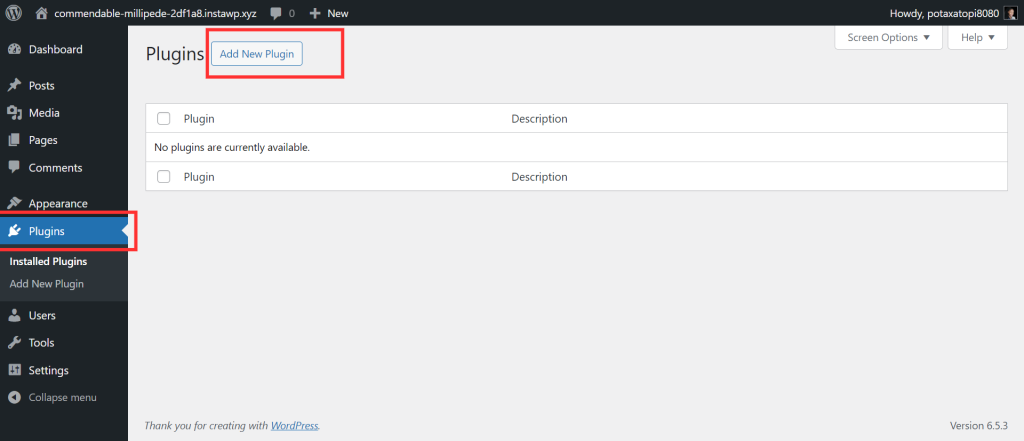InstaWP create staging from template