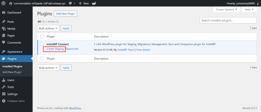 Install InstaWP Connect Plugin
