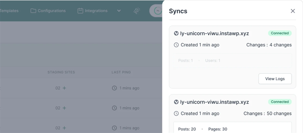 Manage synced versions in InstaWP Manage synced versions in InstaWP