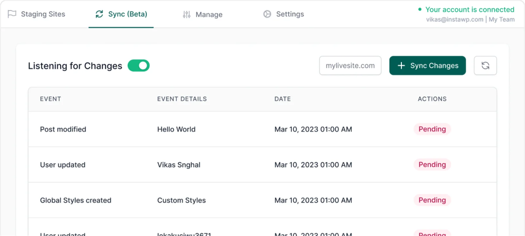 Sync Changes Seamlessly Sync Changes Seamlessly