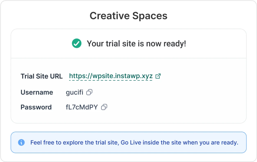 Your trial site is ready Your trial site is ready