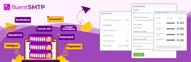 FluentSMTP interface showing multi-provider routing – best WP Mail SMTP alternative for developers