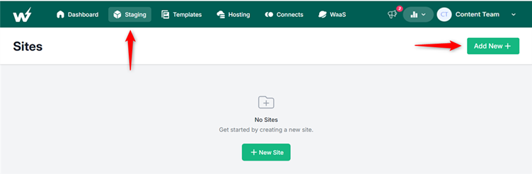 Creating a Staging site Creating a Staging site