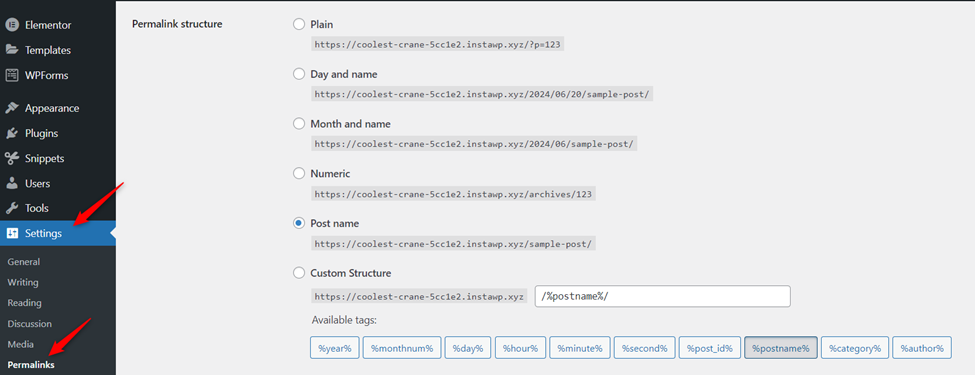 Configuring permalink structure Configuring permalink structure