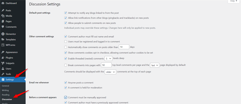 Adjusting Discussion Settings Adjusting Discussion Settings